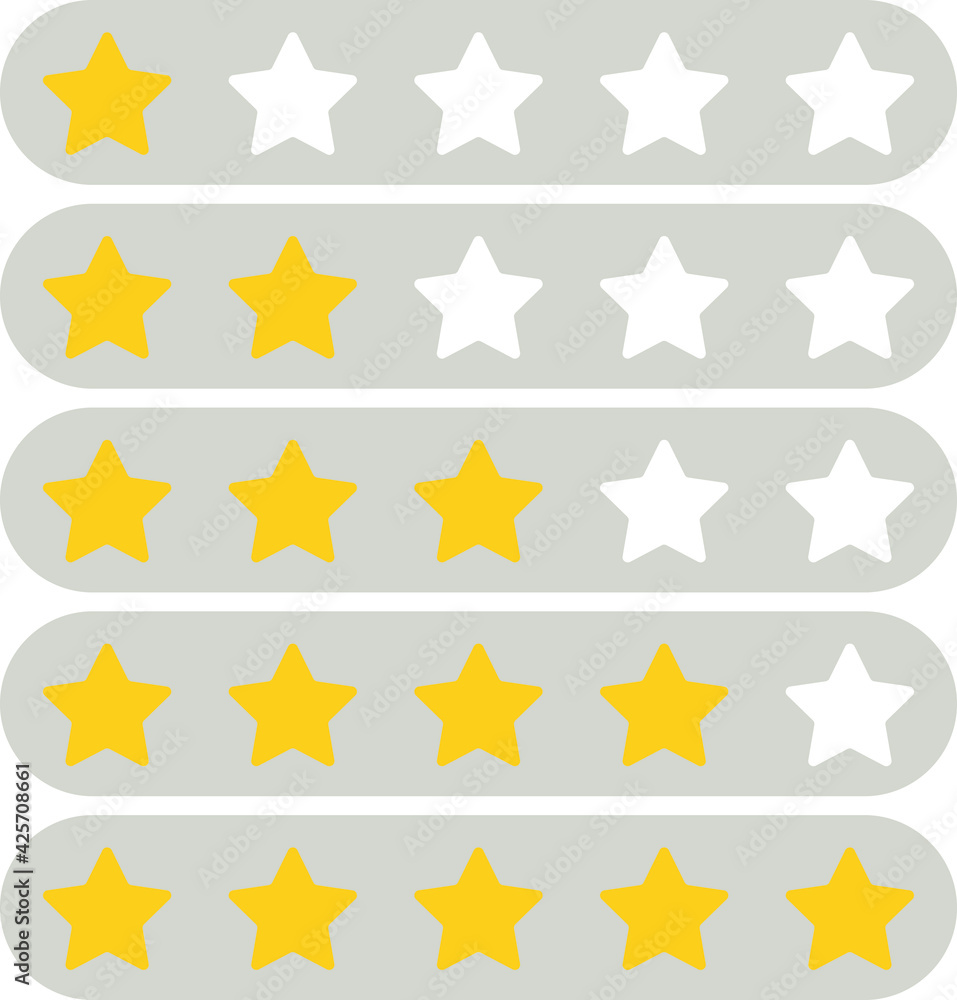 5 star rating icons. Quality assessment system. Vector 5 star rating icons. Quality assessment system. Vector
