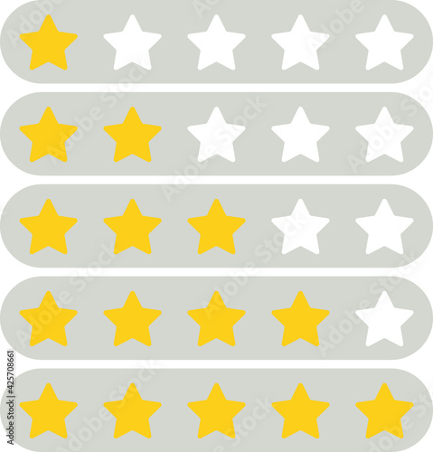 5 star rating icons. Quality assessment system. Vector