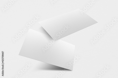 Blank white business card in front and rear view