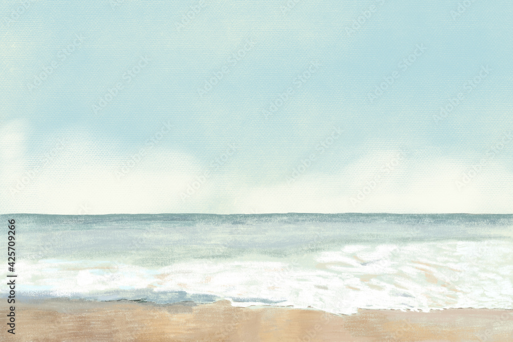 Beach background color pencil illustration