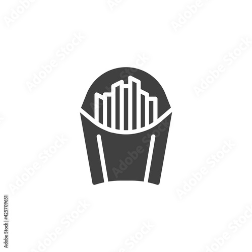 French fries paper bag vector icon