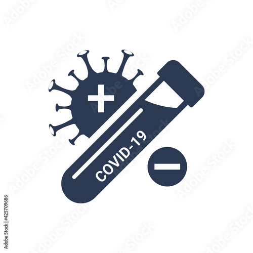 Covid pcr test vector icon. Corona virus covid19 tube test medical laboratory