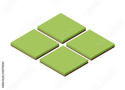 Isometric grass land texture icon. Field landscape garden green vector