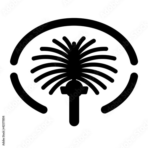 Palm Jumeirah icon dubai vector island map illustration. Palm Jumeirah logo symbol
