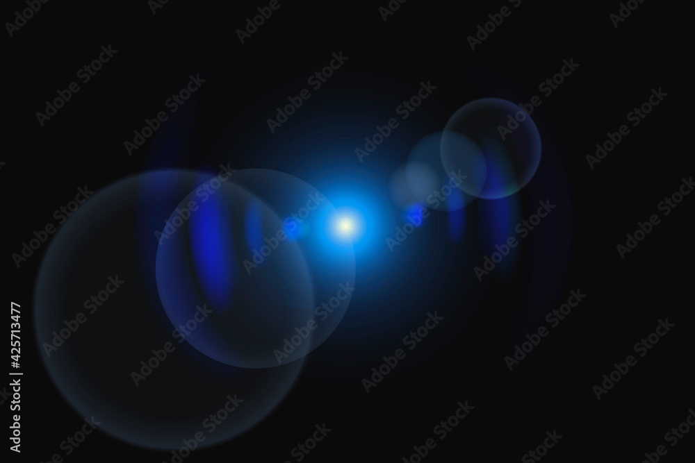 Abstract blue lens flare with spectrum ghost design element