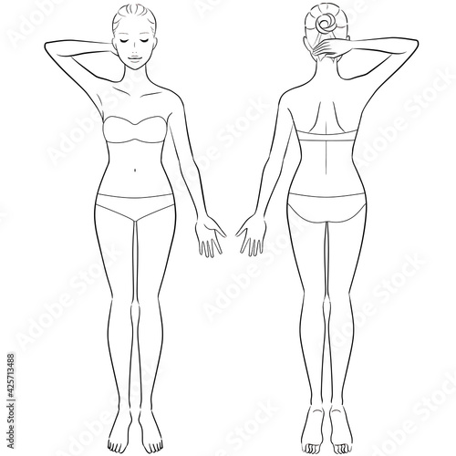 女性　美容　全身イラストセット