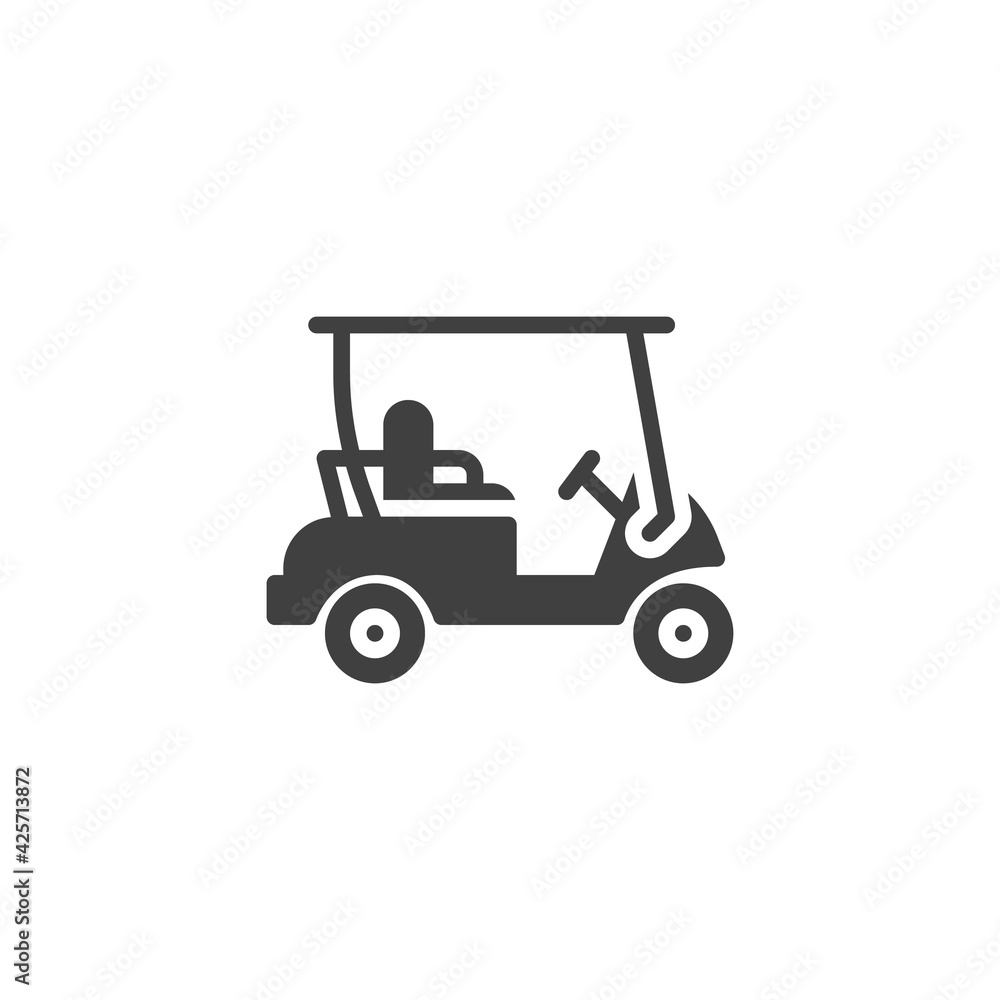 Electric golf cart vector icon
