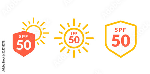 UV radiation sun block icon. Solar ultraviolet uv radiation logo 50spf