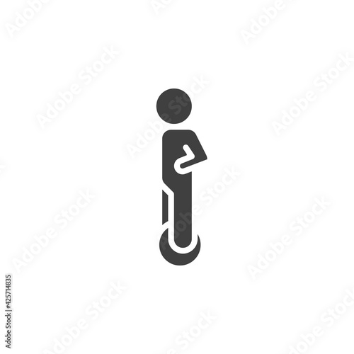 Man driving unicycle vector icon