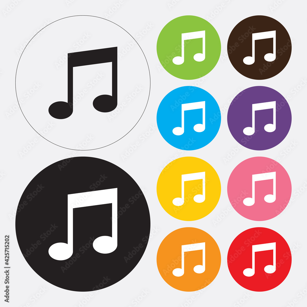 Music note or eight note flat icon Music note or eight note flat icon