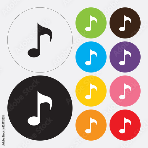 Quaver or eighth music, Music note icon