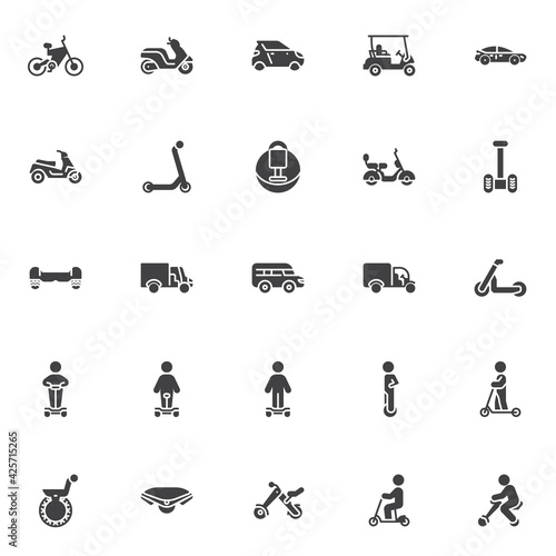 Electric transport vector icons set