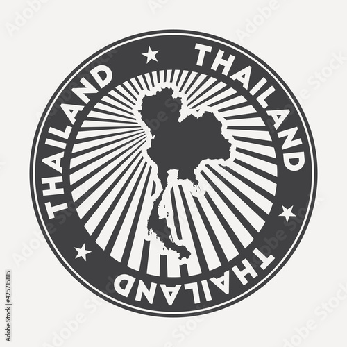 Thailand round logo. Vintage travel badge with the circular name and map of country, vector illustration. Can be used as insignia, logotype, label, sticker or badge of Thailand.
