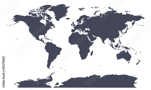 World map vector silhouette on white background