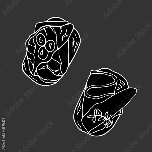 Vector hand-drawn tapas. Spanish cuisine dish. Design sketch element for menu cafe, bistro, restaurant, label and packaging. Illustration on a white background.