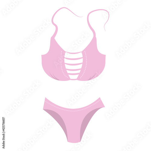 vector illustration of a summer beach swimsuit in lilac color, isolated on a white background