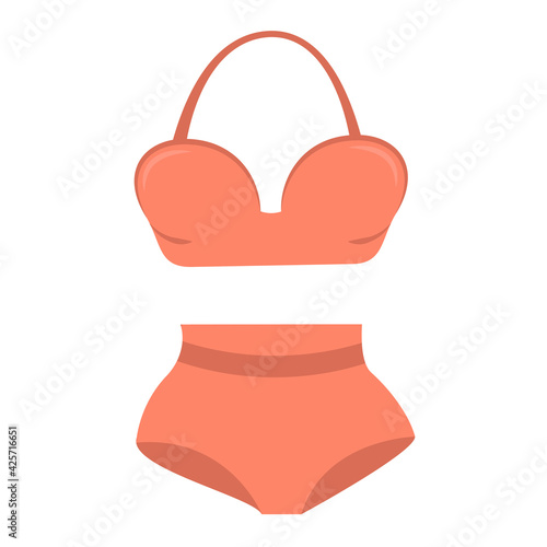 vector illustration of a pink summer beach swimsuit isolated on a white background