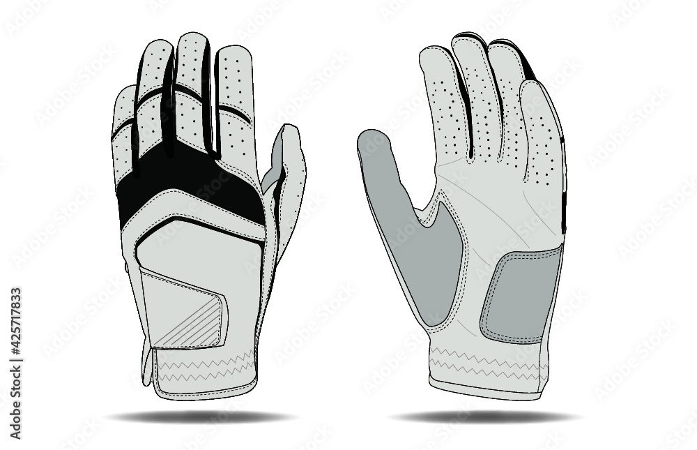 Basic Golf Glove Design Template Fashion Sketch - obrazy, fototapety, plakaty 