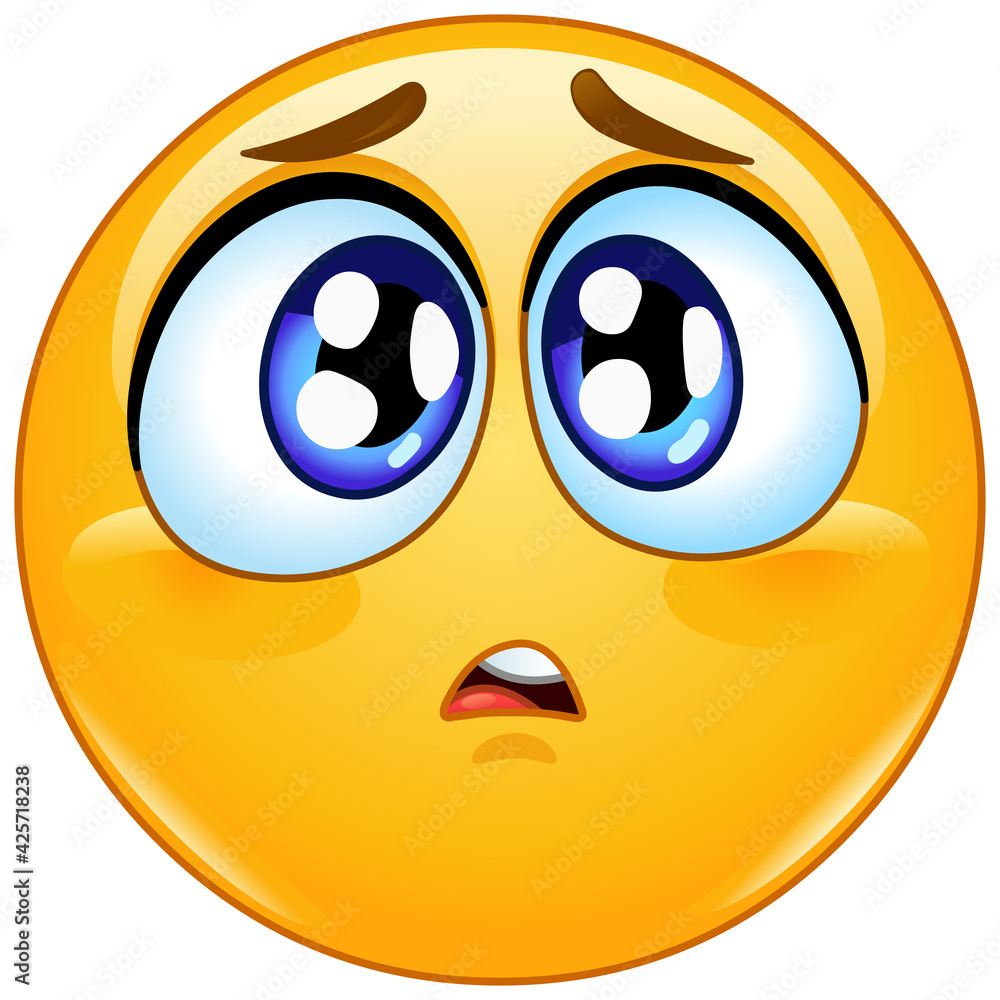 Emoji emoticon with a sad or concerned expression. Stock Vector ...