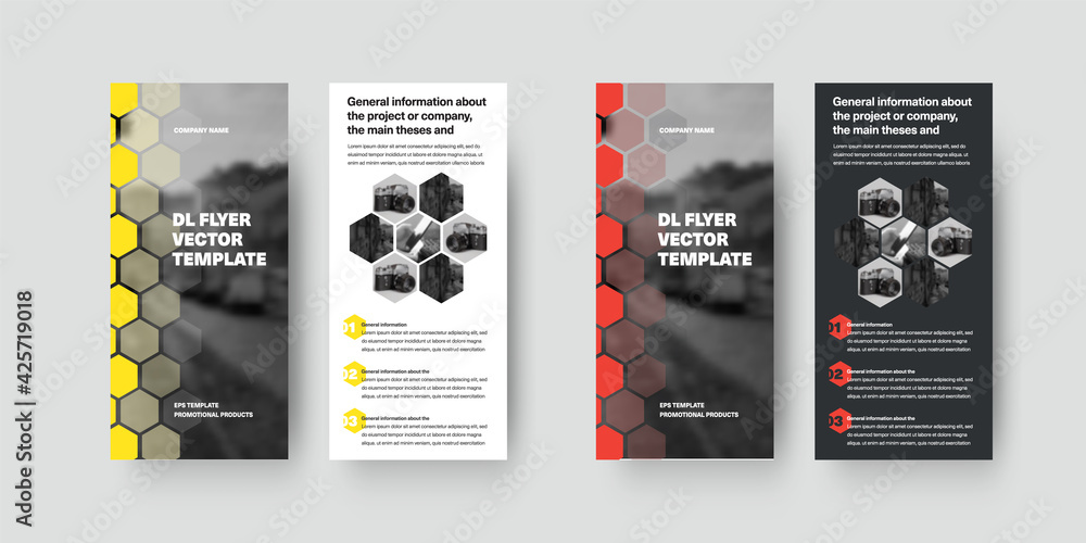 © olegphotor - Vector dl flyer template with color geometric design