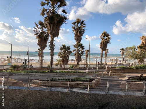 empty beach road, Tel Aviv, Israel