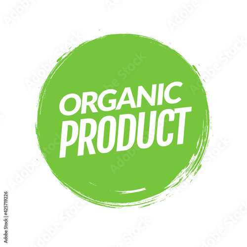 Organic product eco green logo label vector icon