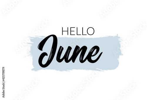 Hello june banner illustration lettering vector logo typography
