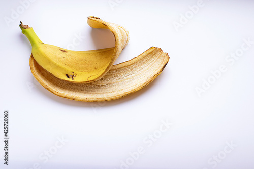 Banana peel on a white background. Close-up