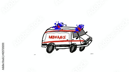 Ambulance 2d animation emergency call