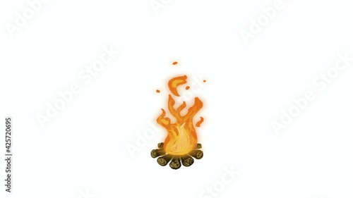 Log fire 2d animation camp fire