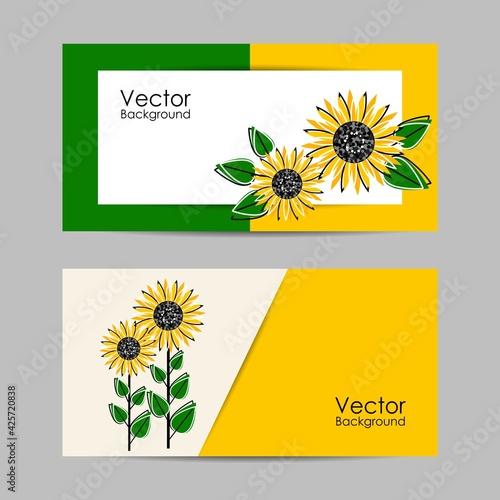 Fototapeta Naklejka Na Ścianę i Meble -  Set of horizontal banners with beautiful flowers