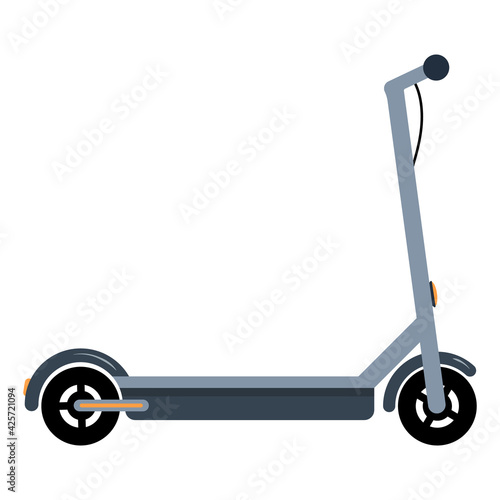 Electric scooter on a white isolated background. Transport for walking and delivery. Flat style illustration.