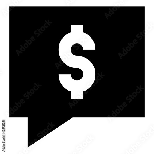 
Dollar inside bubble denoting linear icon of financial chat 

