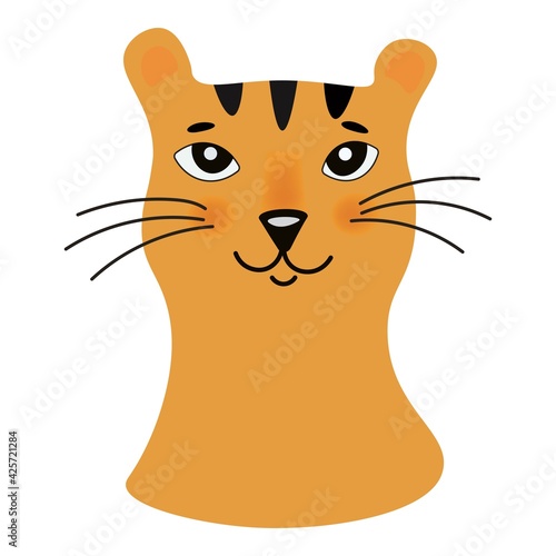 Kind funny happy tigress icon. Vector isolated illustration on transparent background. Vivid emotions of animals. photo