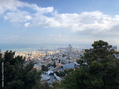 Haifa aerial view of the city from the Bahai Gardens © subbot