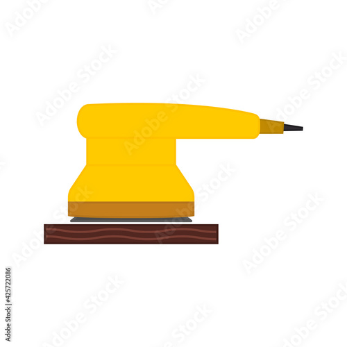 Electric sander icon. For floor and wooden planks sanding ​sandpaper. Isolated vector clipart. Drawing on white blank background.