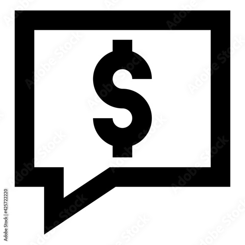 
Dollar inside bubble denoting linear icon of financial chat 

