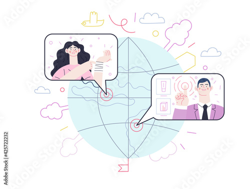 Medical insurance illustration - online doctor service. Flat vector