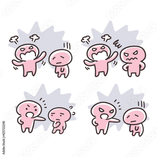 シンプルな 棒人間の 叱る 怒る イラスト 