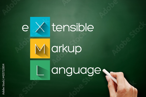XML - eXtensible Markup Language acronym, technology concept background on blackboard photo