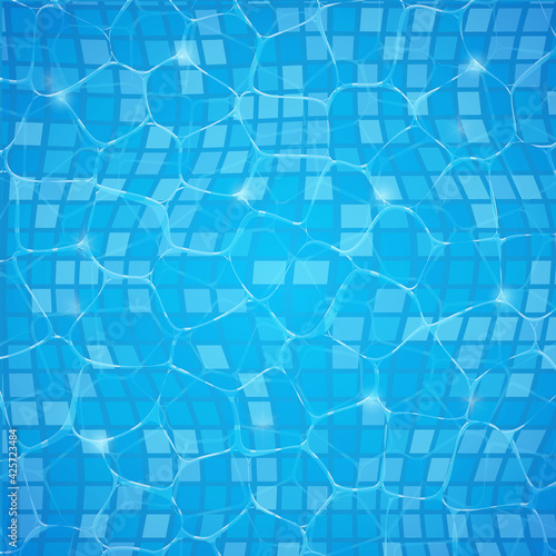 Pool water swim background summer poster texture. Pool reflect water vector ripple aquatic design