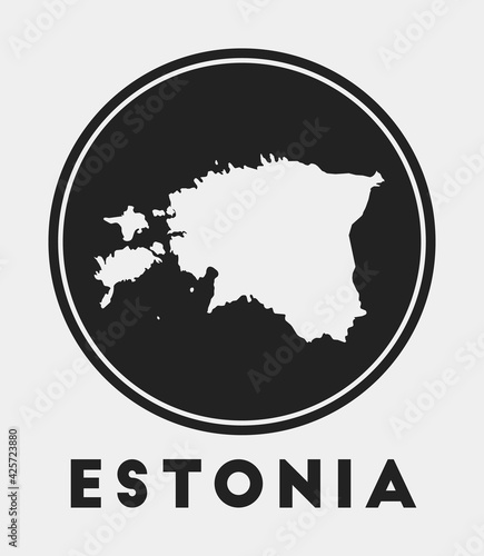 Estonia icon. Round logo with country map and title. Stylish Estonia badge with map. Vector illustration.