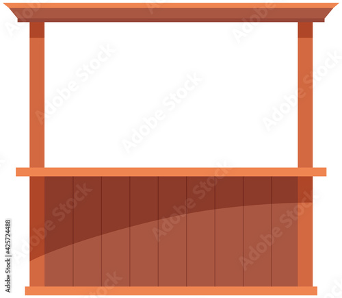 Set of illustrations about wooden outdoor bars. Establishment for sale of alcoholic beverages