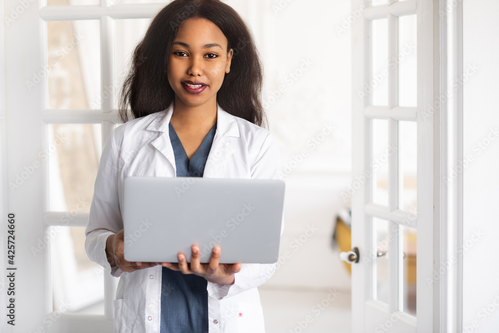 telehealth with virtual female doctor appointment and online therapy session. Black female doctor online conference telehealth with virtual female doctor appointment and online therapy session. Black female doctor online conference