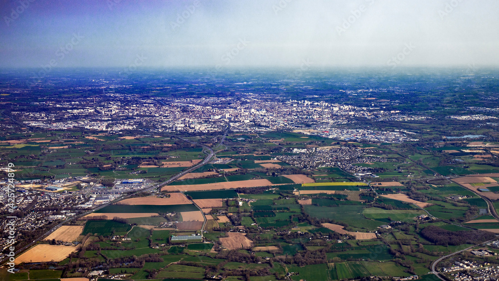 Rennes city in french britanny ville de rennes en bretagne france vue du ciel aerial view