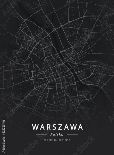Map of Warsaw, Poland