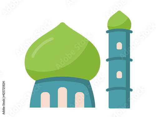 mosque dome pray muslim single isolated icon with flat style