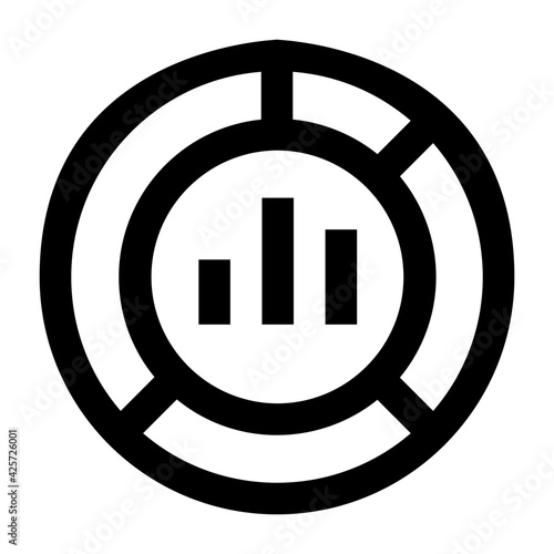 
A very well designed linear icon of circle chart 

