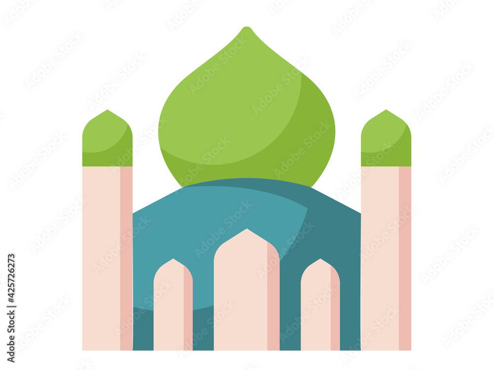Obraz premium mosque dome ramadan islam single isolated icon with flat style