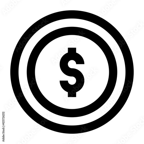 
A very well designed linear icon of dollar coin 

